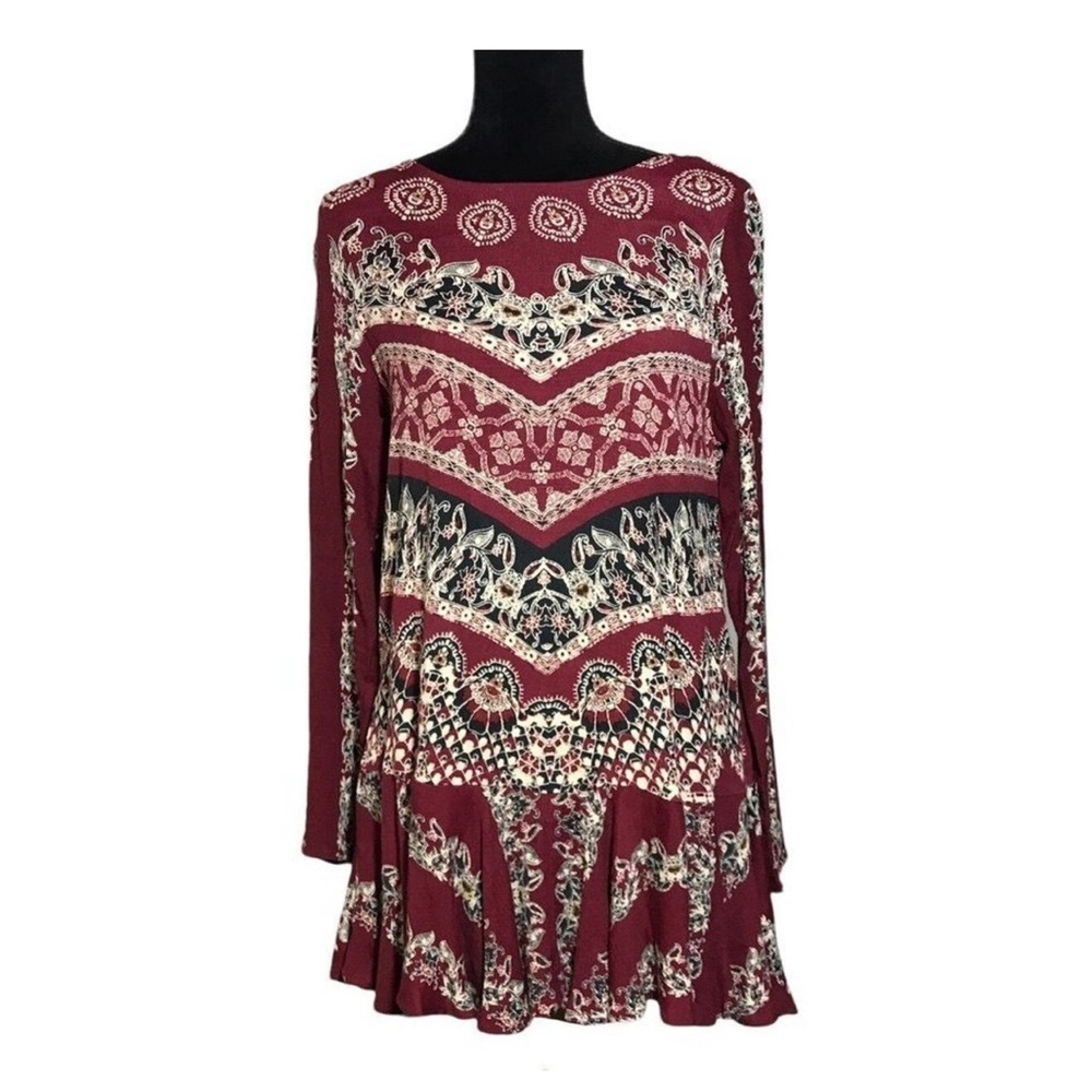 Free‎ People Burgundy Patterned Dress